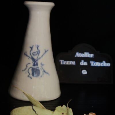 Fiole "scarabée" porcelaine et terre incrustée